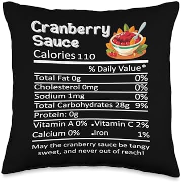 Thanksgiving Christmas Cranberry Sauce Nutritional Facts Throw Pillow by Unknown