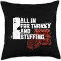 All In for Turkey and Stuffing, Funny Thanksgiving for Poker Throw Pillow by Unknown