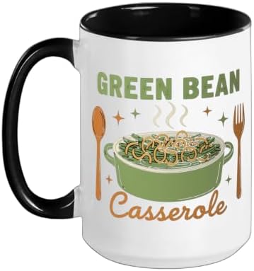 Green Bean Casserole Retro Thanksgiving Dinner Humor Ceramic Mug, Black/White, 15oz by Unknown