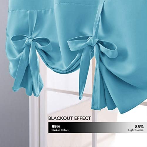NICETOWN Teal Blue Blackout Balloon Curtains 45 Inches Long for Kitchen - Image 3