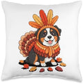 Thanksgiving Turkey Bernese Mountain Dog Throw Pillow by Unknown