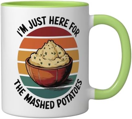 I'm Just Here For The Mashed Potatoes Ceramic Mug, Light Green/White, 11oz - Image 2