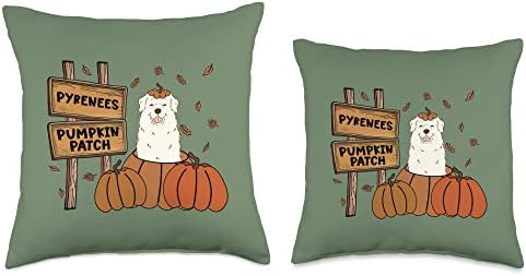 Great Pyrenees Pumpkin Patch Dog Thanksgiving Halloween Throw Pillow - Image 3