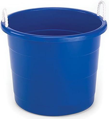 Homz 2 Pack of 17 Gallon Storage Buckets, Durable Plastic Containers, Sturdy Rope Handles, Large Tubs for Sports Equipment, Party Cooler, Gardening, Toys and Laundry, Blue