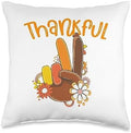thanksgiving Peace Hand Sign Thankful Turkey Throw Pillow, 16x16, Multicolor by Unknown