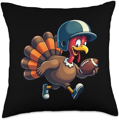 Thanksgiving Football Player Thanksgiving Football Turkey Throw Pillow by Unknown