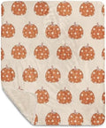 Retro Pumpkin Thanksgiving Fall Theme Graphic Sherpa Throw Blanket by Unknown