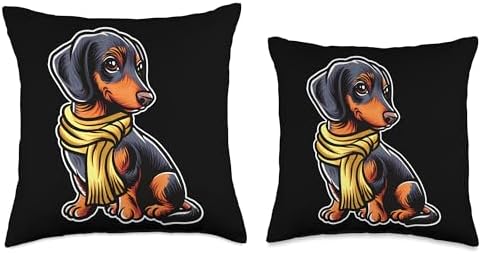 Dachshund Dog Scarf Pumpkin Autumn Fall Happy Thanksgiving Throw Pillow - Image 3