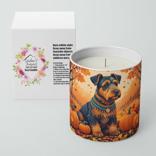 Caroline's Treasures DAC1003CDL Airedale Terrier Fall Decorative Soy Candle Nature Soy Wax Essential Oil Home Decor Ideal for Bedroom Kitchen Bath Office Gift, 10 oz - Image 2