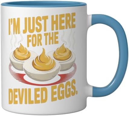 I’m Just Here for the Deviled Eggs Egg Expert Deviled Egg Ceramic Mug, Blue/White, 11oz - Image 2