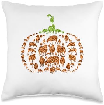 Group Sheeps Pumpkin Cute Shape Halloween Thanksgiving Throw Pillow by Unknown