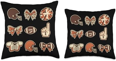 Coquette Bow Game Day Touchdown Fall Football Thanksgiving Throw Pillow - Image 3
