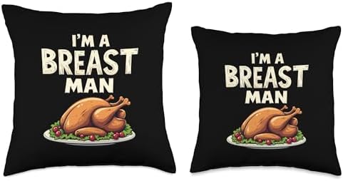 I'm a Breast Man Turkey Funny Thanksgiving Dinner For Dad Throw Pillow - Image 3