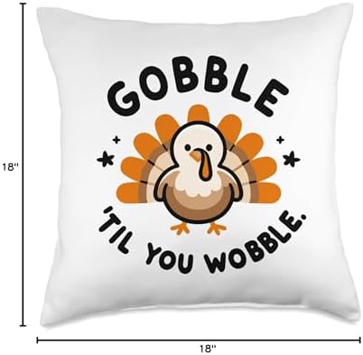 Gobble 'Til You Wobble Thanksgiving Turkey Celebration Food Throw Pillow - Image 4