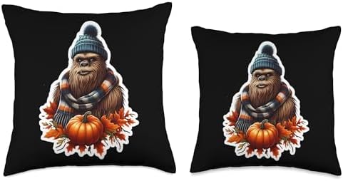 Autumn Fall Big-Foot Big Foot Sasquatch Lover Thanksgiving Throw Pillow - Image 3