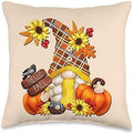 Autumn Gnome Gifts For Fall Thanksgiving Pumpkins Hello Fall Gnome Graphic for Garden Mom Thanksgiving Pumpkin Throw Pillow, 16x16, Multicolor by Unknown