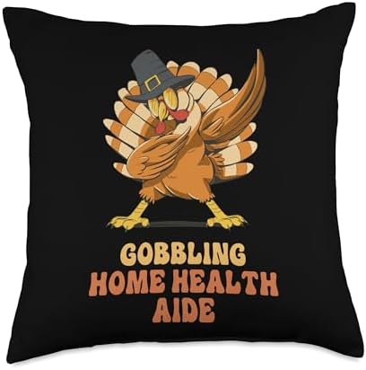 Thanksgiving Holiday Gifts and Designs Dabbing Turkey Home Health Aide Funny Thanksgiving Throw Pillow, 18x18, Multicolor by Unknown