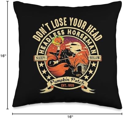 Funny Headless Horseman Urban Legend Halloween Pumpkin Patch Throw Pillow
