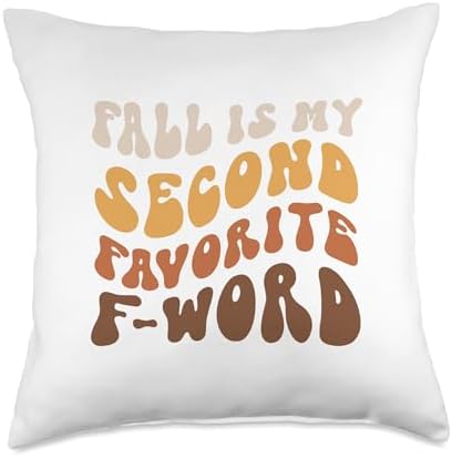 Halloween Spooky Season | Thanksgiving & Fall 2023 Fall is My Second Favorite F-Word | Groovy, Funny Design Throw Pillow, 18x18, Multicolor by Unknown