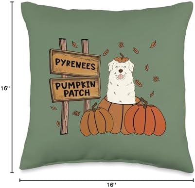 Great Pyrenees Pumpkin Patch Dog Thanksgiving Halloween Throw Pillow - Image 4