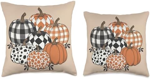 Autumn Season Thanksgiving Plaid Pumpkin Patterns Fall Throw Pillow - Image 3