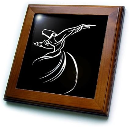 3dRose ft_63146_1 Whirling Dervish Sufi Whirling, Meditation, Dervishes,Rebirth,Love, Acrylic Painting, Islam, Turkish Framed Tile, 8 by 8-Inch