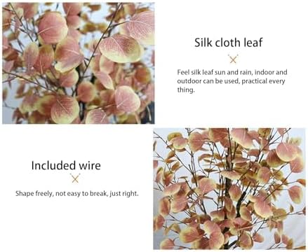Artificial Eucalyptus Tree in Pot Realistic Fake Fall Plant for Home Office Decor, Thanksgiving Autumn Silk Leaves Faux Tree for Party Decoration - Image 6