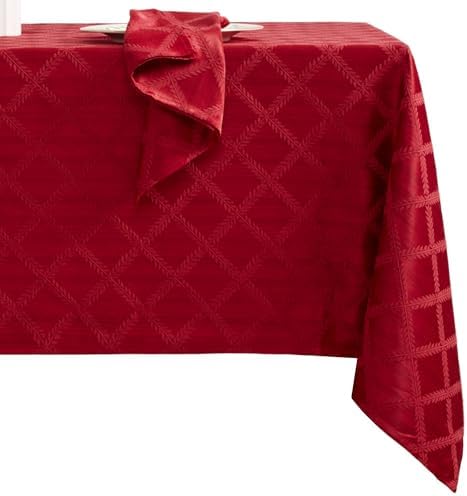 Lenox Laurel Leaf Tablecloth, Red - 70" W x 122" L - Image 3