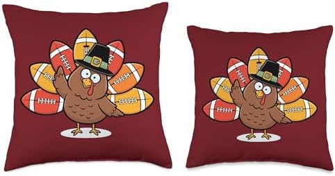 Funny Thanksgiving Football Player Autumn Fall Baby Turkey Throw Pillow - Image 3