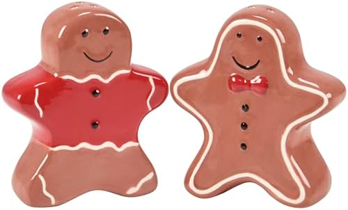 Primitives by Kathy Gingerbread Holiday Ceramic Salt and Pepper Shaker Set by PrimitivesbyKathy