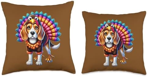 Beagle Turkey Funny Thanksgiving Animal Dog Pet Puppy Canine Throw Pillow - Image 3