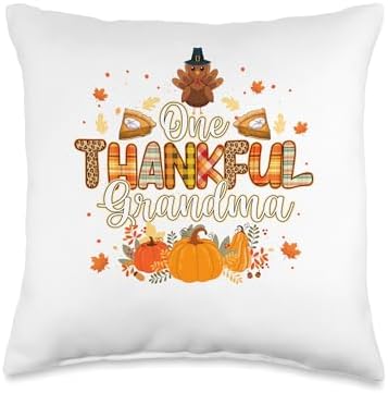 One Thankful Grandma Autumn Grandma Thanksgiving One Thankful Fall Leaves Autumn Grandma Thanksgiving Throw Pillow, 16x16, Multicolor by Unknown