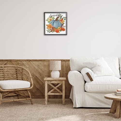 Autumnal Thankful Pumpkin Floral, 17 x 17 Inch Framed Giclée Print - Image 3