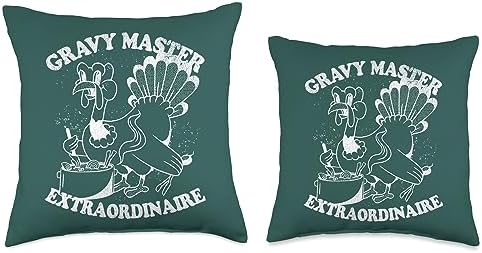 Gravy Master Thanksgiving Turkey Retro Vintage Food Family Throw Pillow, 16x16, Multicolor - Image 3
