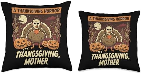 Horror Thanksgiving Turkey with Creepy Pumpkins Throw Pillow - Image 3