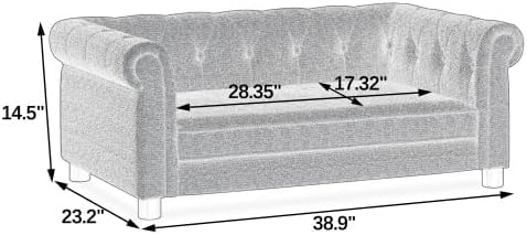 Dog Sofa Couch for Small to Medium Dogs, Memory Foam Dog Couch with Washable Fabric, Removable Cushion, Sofa Bed for Medium Dogs, Light Gray