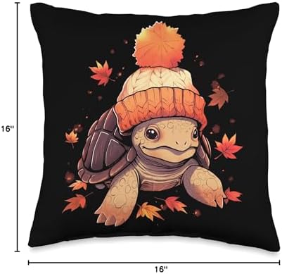 Fall Vibes Turtle Autumn Season Turtle Autumn Leaves Fall Season Thanksgiving Throw Pillow, 16x16, Multicolor - Image 4