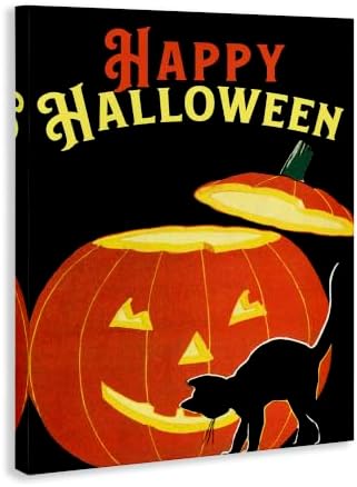 Halloween Pumpkin Cat Graphic, 24 x 30 Inch Canvas Wall Art