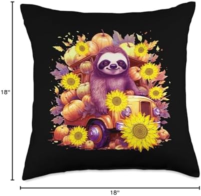 Thanksgiving Sloth Lover Gift for Men Women Kids Girls Boys Throw Pillow - Image 4