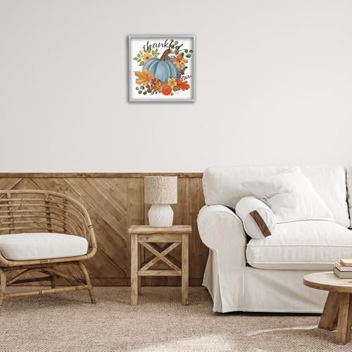Autumnal Thankful Pumpkin Floral, 17 x 17 Inch Framed Giclée Print - Image 3