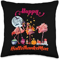 Enjoy Halloween Thanksgiving Chrismast Flamingo Illustration Throw Pillow by Unknown