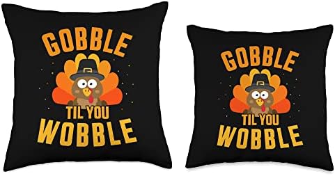 Funny gobble til you wobble turkey for thanksgiving dinner Throw Pillow - Image 3
