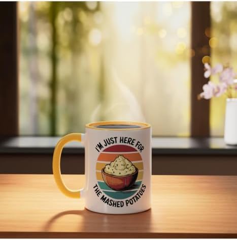 I'm Just Here For The Mashed Potatoes Ceramic Mug, Yellow/White, 11oz - Image 3