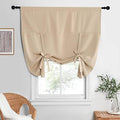 NICETOWN Farmhouse Tie Up Shade - Window Valance for Kitchen Balloon Curtain Rod Pocket Drapery for Home Decor Adjustable Valance, 52W x 63L in, Biscotti Beige, 1 Panel by NICETOWN