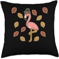 Pilgrim Costume Thanksgiving Shirt Turkey Meat Pilgrim Pink Flamingo Thanksgiving Fall Autumn Animal Lover Throw Pillow, 18x18, Multicolor by Unknown