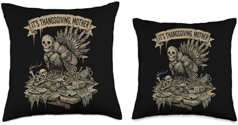 Horror Thanksgiving Turkey with Creepy Pumpkins Throw Pillow - Image 3