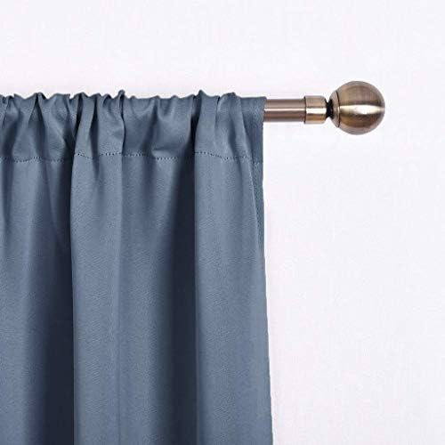 NICETOWN Blackout Room Darkening Curtain Balloon Valance Drape for Kitchen Window, Farmhouse Rod Pocket Curtain Panel for Bathroom Living Room, 52" Wide by 63" Long, Stone Blue, 1 Panel - Image 3