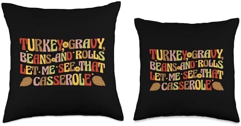 Thanksgiving Turkey Gravy Beans and Rolls Turkey Gravy Beans and Rolls Let Me See That Casserole Throw Pillow, 18x18, Multicolor - Image 3