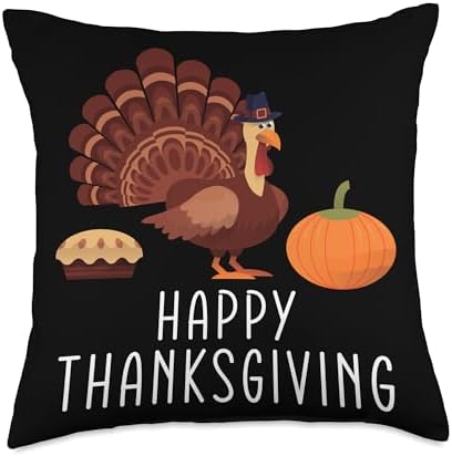Happy Thanksgiving Funny Turkey Lovers Autumn Holiday Throw Pillow by Unknown