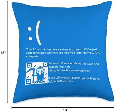 Funny Nerdy Blue Screen of Death Windows BSOD Halloween Geek Throw Pillow